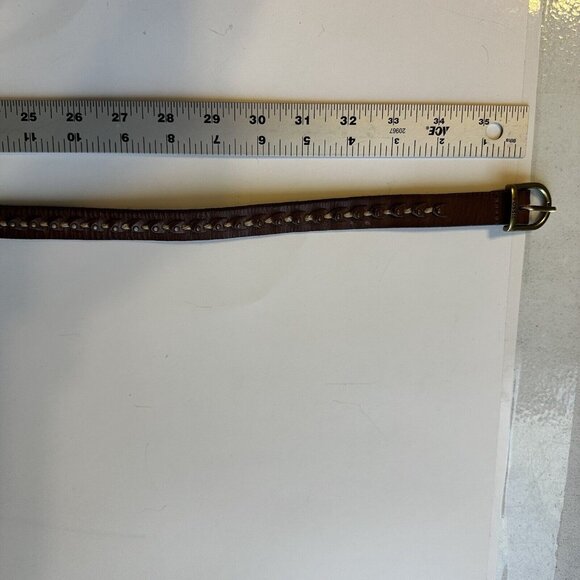 Fossil Brown Leather Belt Boho Bohemian Thin Narrow Womens Large Belts - Picture 5 of 10